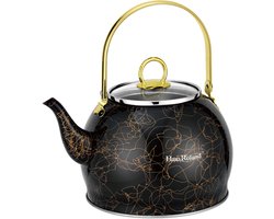 Haus Roland waterketel 3 liter HR710-11 – Inductie waterkoker – Zwart met goud – Zonder fluit – Opklapbaar handvat