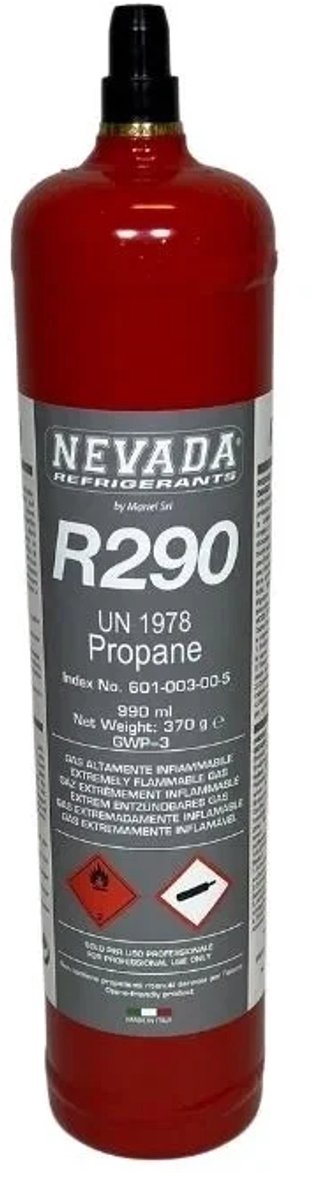 R290 koelmiddelgas, cilinder van 370 gram