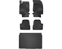 Frogum Voordeelset - Automatenset No.77 + Dry Zone Kofferbakmat - Geschikt voor Peugeot 208 II Hatchback (vanaf 2019) - Voor modellen met volwaardig reservewiel - TPE Rubber - Zwart