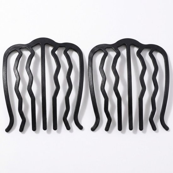 Ensemble de peignes à cheveux de couleur noire de 2 pièces, accessoire capillaire pour dames avec sept dents par peigne, design ergonomique incurvé
