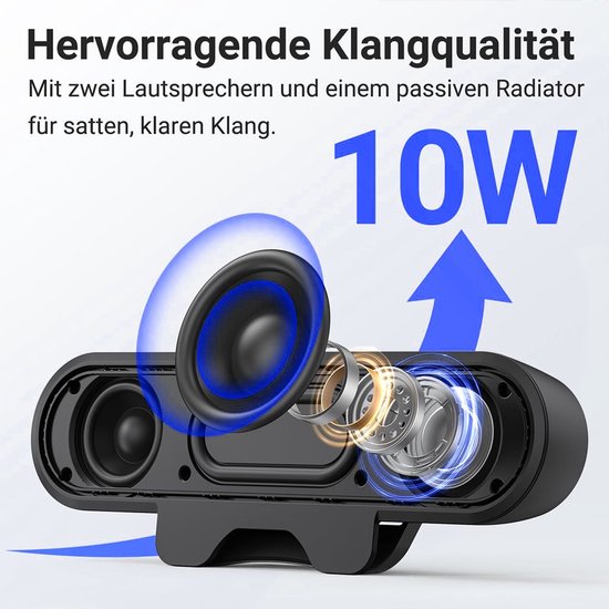 Mini draagbare speaker, soundbar, 10 watt, USB interface, aansluitbaar op Geschikt voor laptop, zwart. van Merkloos — afbeelding 3