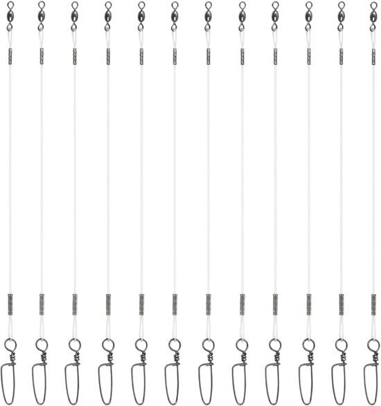 S&D - Bas de ligne en fluorocarbone - 18,5 cm - 10 kg - Leader en fluorocarbone pour poissons prédateurs - Lot de 10
