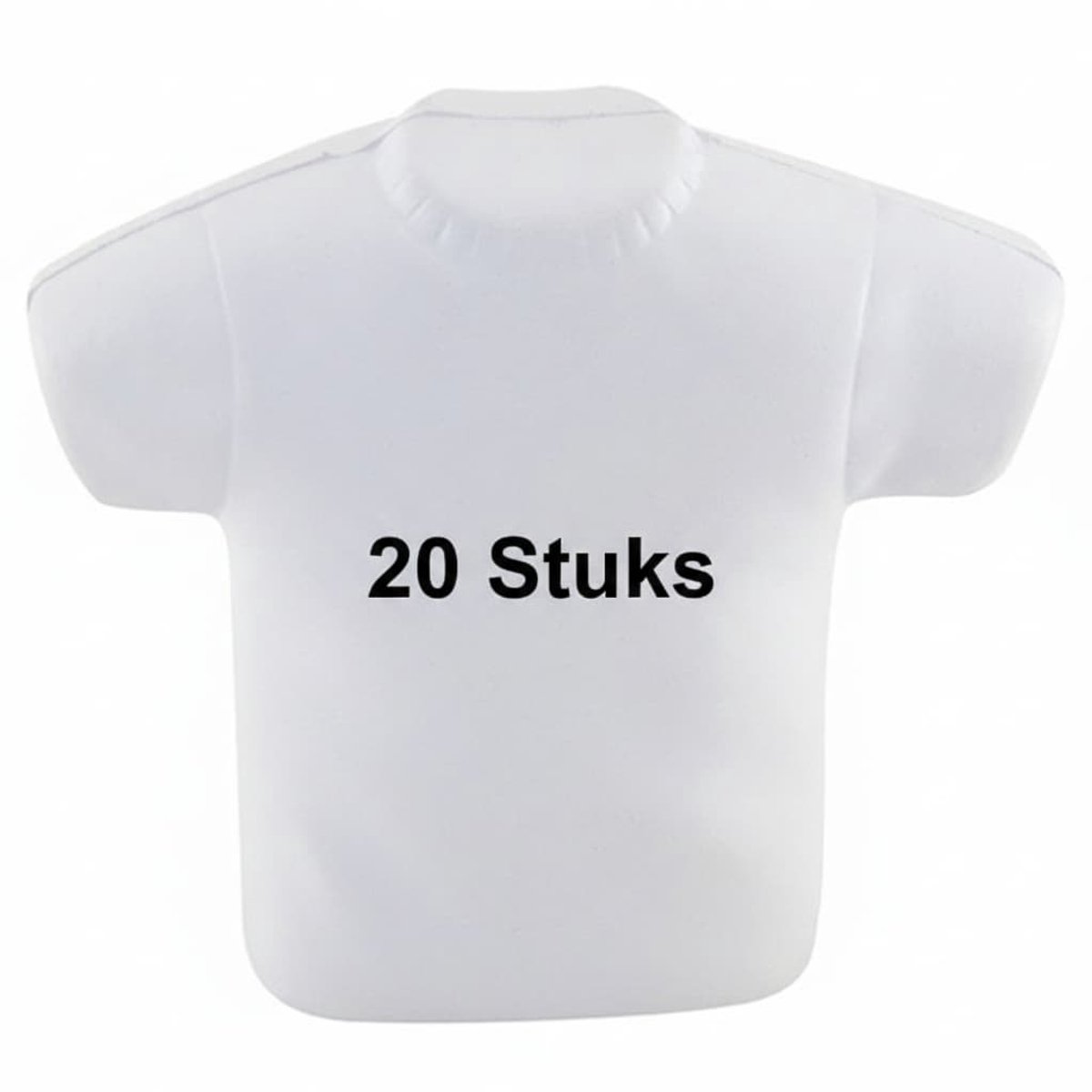 20 stuks Zachte stressbal van PU schuim in de vorm van een T-shirt, kleur wit