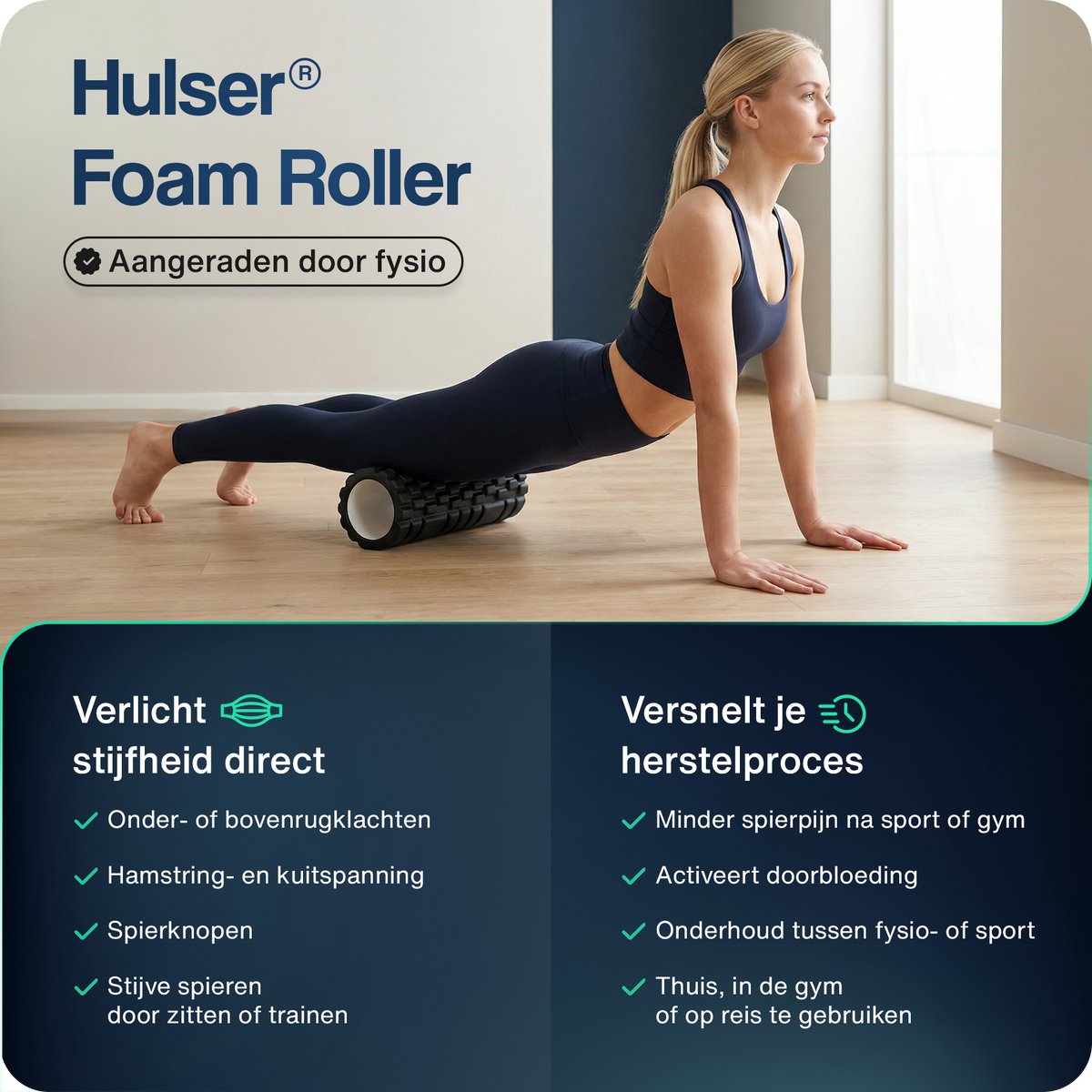 Hulser Foam Roller 33 cm - Massageroller met 3 intensiteiten thumbnail 2