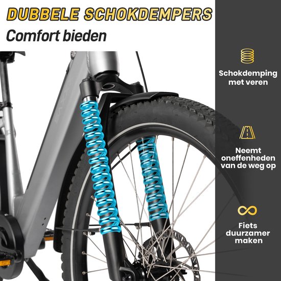 SAXXX Comfort SUV Easy - Elektrische Fiets - 95%Vooraf Geassembleerd Stadsfiets - 468Wh uitneembare accu - 90km Actieradius - SHIMANO Altus 7 Versnellingen - Achterwielmotor 250W - Aluminum Frame - 27.5" CST anti-lek - Zilvergrijs van Saxxx — afbeelding 3