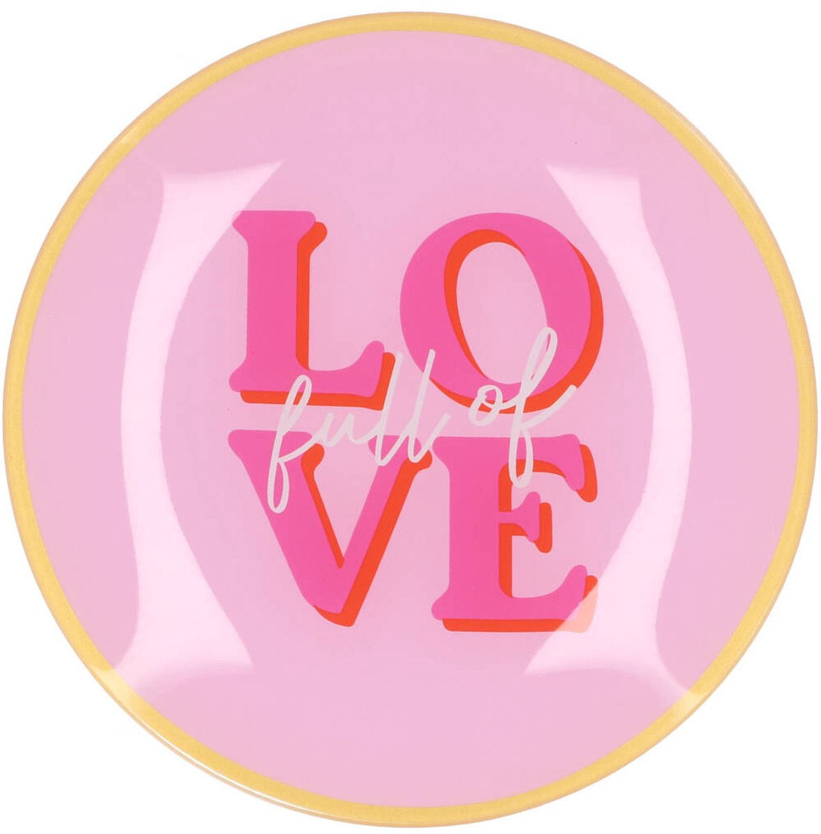 Daan Kromhout- Bordje - Glas - Tekstbord - Glazen Bord - LOVE - Rond - Roze - Ø 18 cm