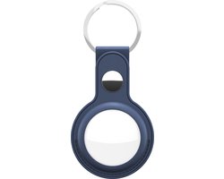 KeyBudz AirTag Sleutelring – Handgemaakt van Echt Leder – Veilige Pasvorm voor je AirTag – Inclusief Haak Stash Zakje - Blauw