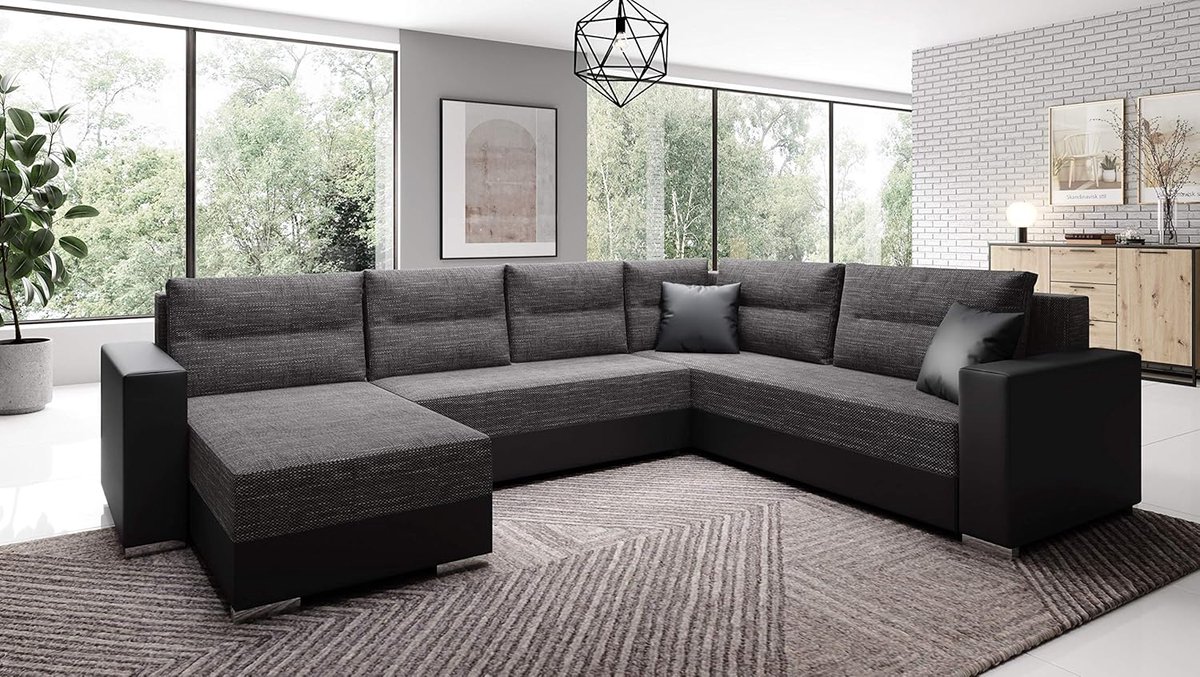 Hoekbank met Slaapfunctie & Bedlade – U-Vormig Woonlandschap 314 x 217 cm