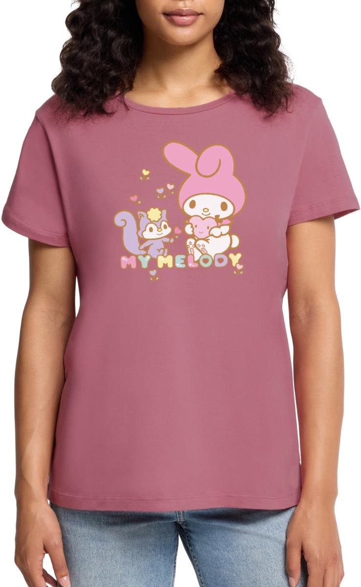 My Melody Plukt Hartbloemen Met Risu Premium T Shirt Dames