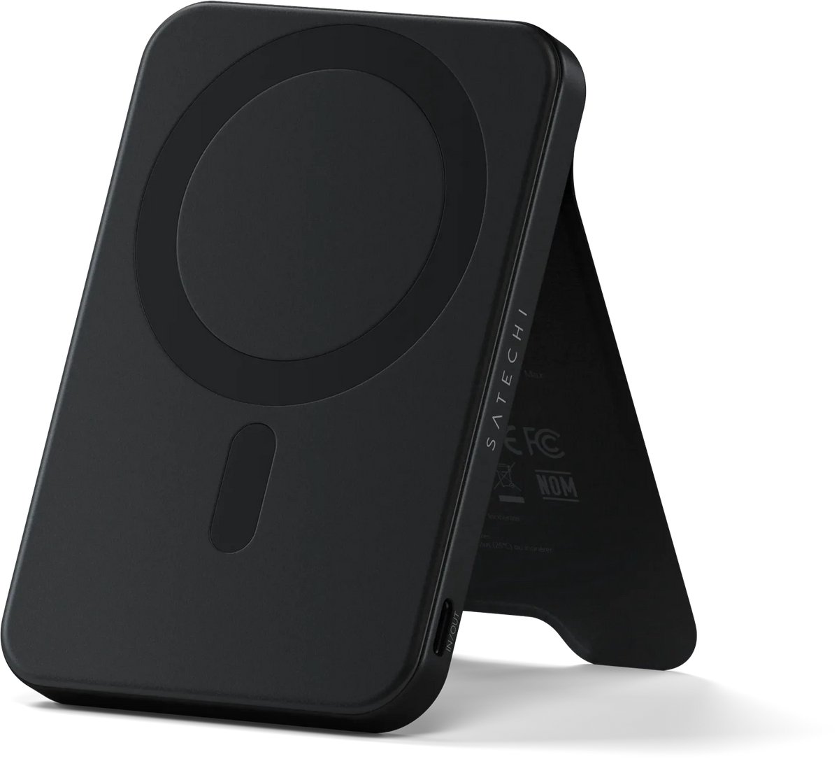 Satechi OntheGo Magnetische Qi2 Power Bank met Stand – 5.000mAh Batterijcapaciteit – 20W USB-C Oplaadvermogen – Premium Materialen voor Duurzaamheid - Zwart