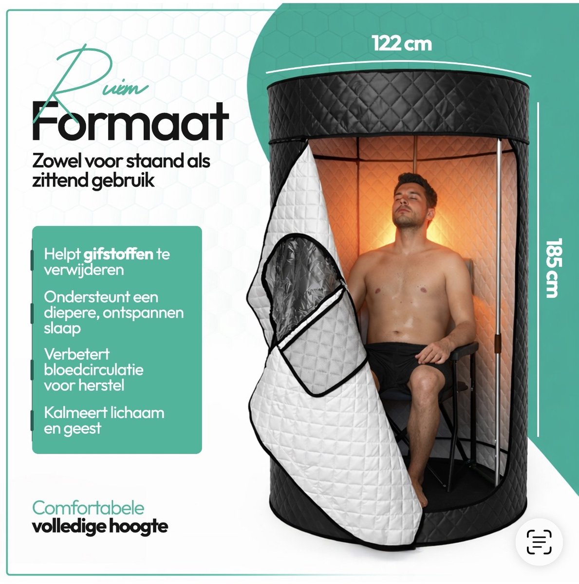 Vazquez Recovery Mobiele Sauna - Droge Warmte met RVS Frame thumbnail 8