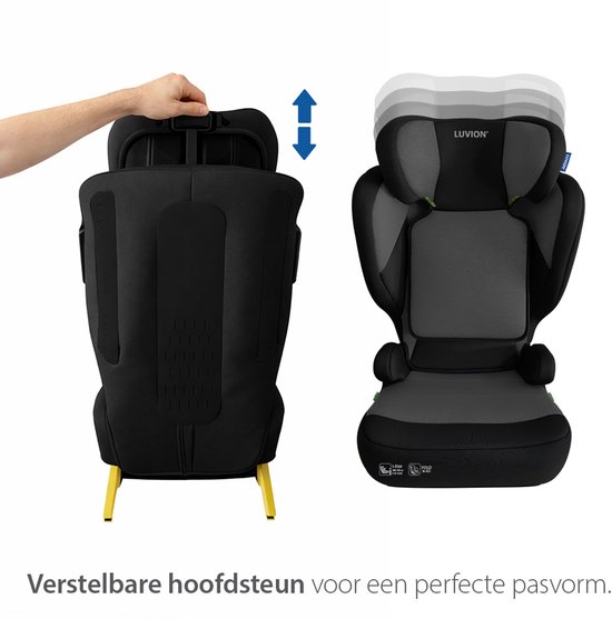 LUVION® FLEX-i Opvouwbare Autostoel - Shadow Blend (i-Size 100–150 cm) - Autostoel Groep 2 3 - Autozitje geschikt voor (3,5 tot 12 jaar) - Zwart & Grijs van Merkloos — afbeelding 3