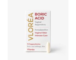 Vloréa Boric Acid (Boorzuur) Vaginale Zetpillen 600 mg – 12 stuks | pH-balans, Frisheid & Intieme Verzorging