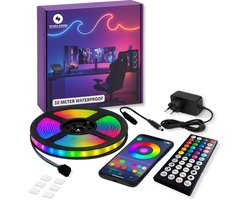 Evura Goods - Led strip 10 meter - Waterproof IP65 - RGB - Kerstverlichting - afstandsbediening & telefoon app - Led strip waterdicht - dimbaar - buitenverlichting - timer & muziek modus - Led Lights - smarthome - tuinverlichting - binnenverlichting