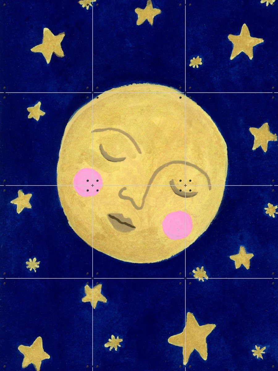 IXXI Sleepy Moon, Kirsten Blom Art & Illustration - 60 x 80 cm - Gratis ophangtool - Grote wanddecoratie en posters
