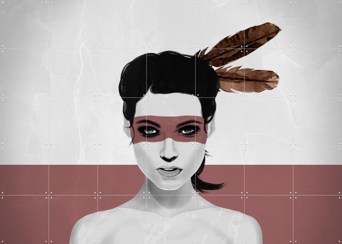 IXXI Warpaint and peace Feathers, Erik Andreas - 140 x 100 cm - Gratis ophangtool - Grote wanddecoratie en posters - Illustraties, Digitale Kunst
