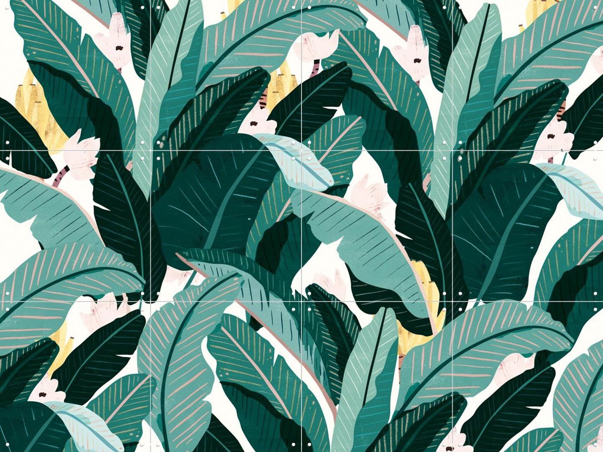 IXXI Banana Leaf Powder Pink, Lotte Dirks - 80 x 60 cm - Gratis ophangtool - Grote wanddecoratie en posters - Illustraties, Grafisch Ontwerp, Speels