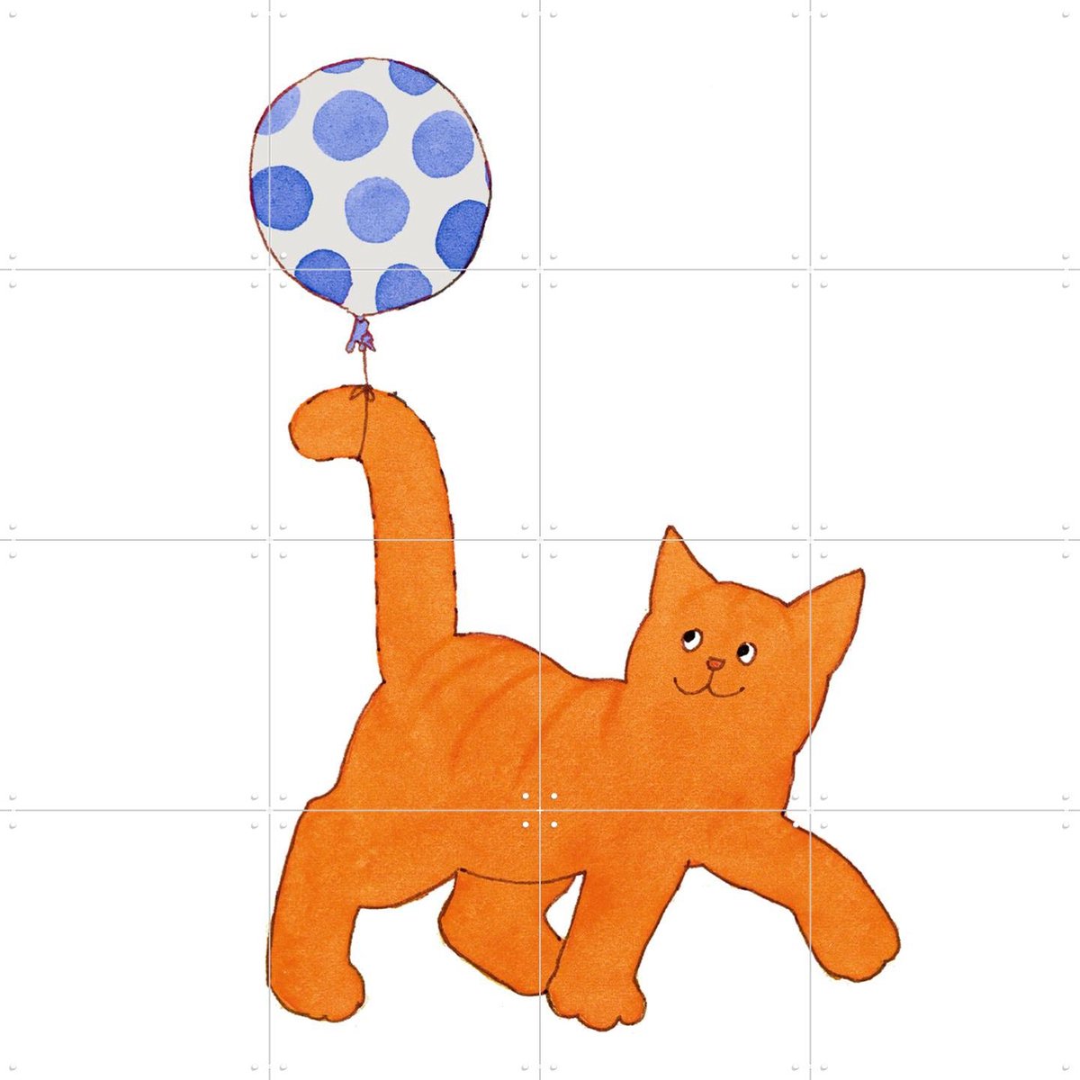 IXXI Dikkie Dik with balloon, Dikkie Dik - 80 x 80 cm - Gratis ophangtool - Grote wanddecoratie en posters - Fantasierijk, Cartoonesk, Speels