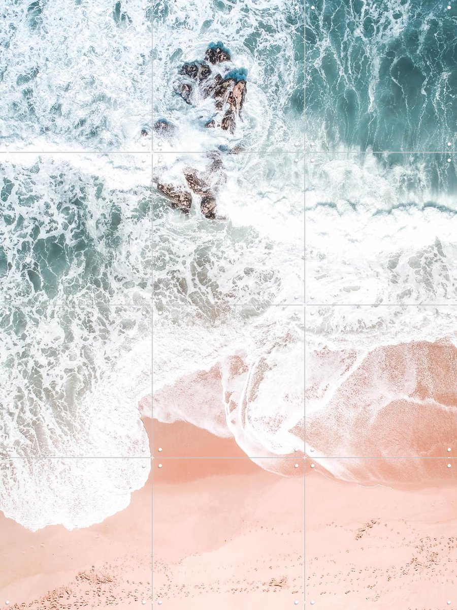 IXXI Aerial Ocean Crashing Waves, Ingrid Beddoes - 60 x 80 cm - Gratis ophangtool - Grote wanddecoratie en posters - Kleurrijk, Fotografie, Badkamer