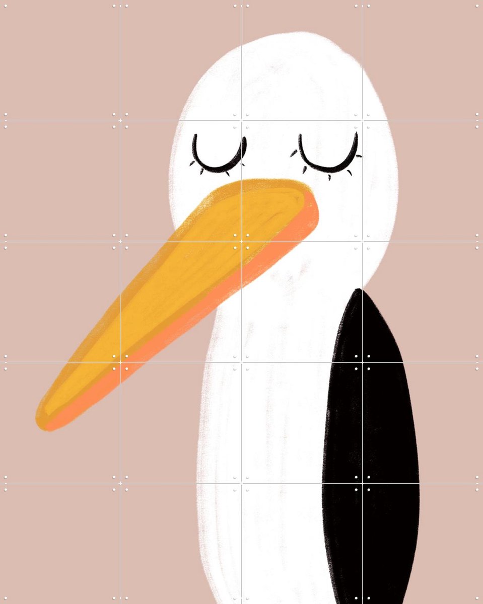IXXI The Storch, BAINAI - 80 x 100 cm - Gratis ophangtool - Grote wanddecoratie en posters - Illustraties, Fantasierijk, Cartoonesk, Speels, Grafisch