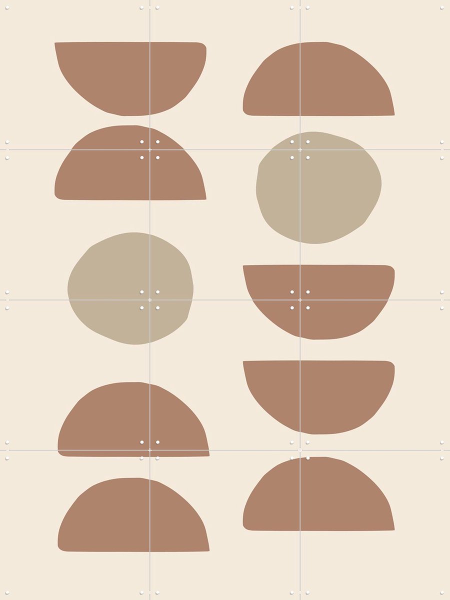 IXXI Shapes Mocha, Various - 60 x 80 cm - Gratis ophangtool - Grote wanddecoratie en posters - Minimalisme, Kleurrijk, Grafisch Ontwerp, Line art