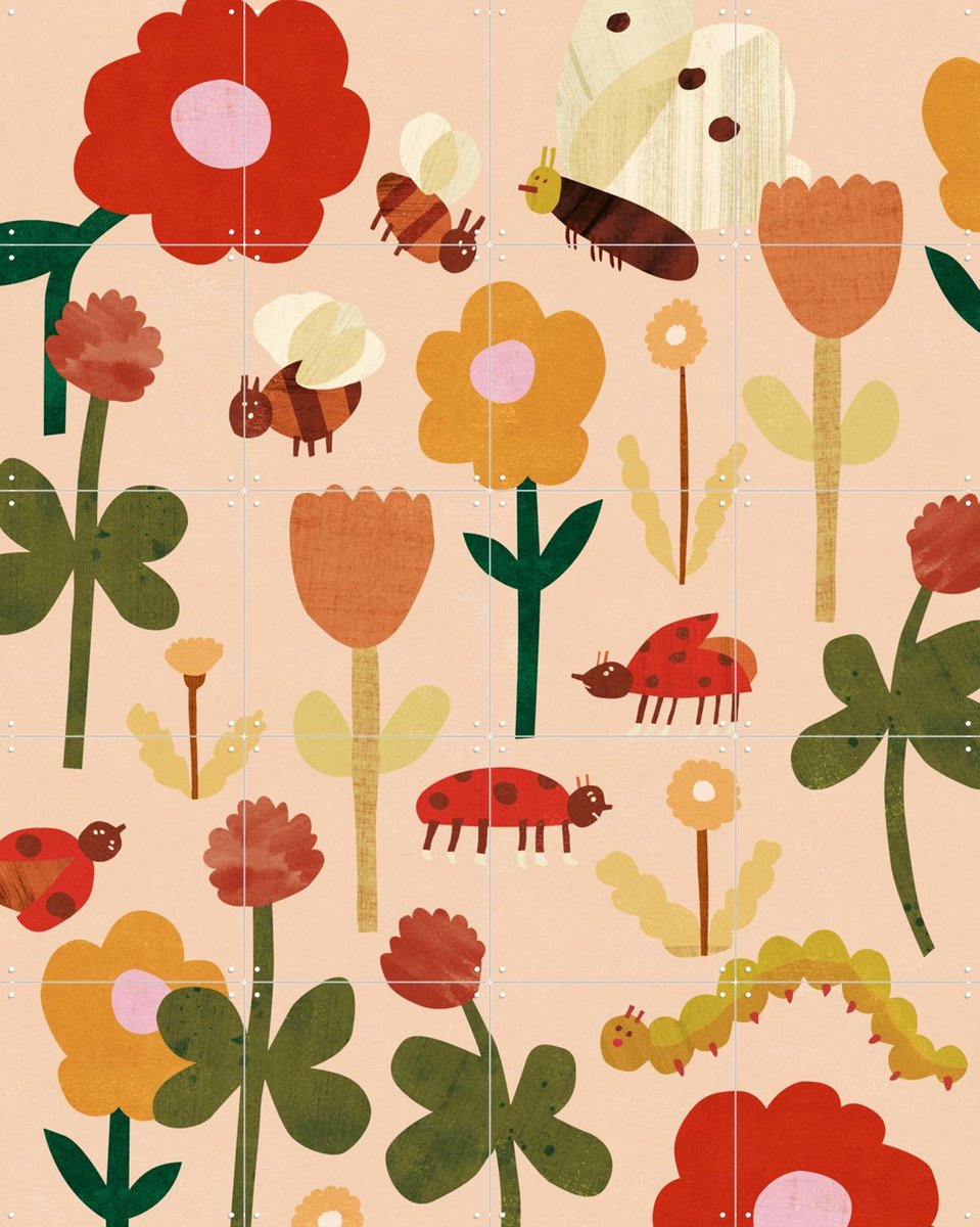 IXXI Bugs & Bees, Lotte Dirks - 80 x 100 cm - Gratis ophangtool - Grote wanddecoratie en posters - Cartoonesk, Illustraties, Grafisch Ontwerp