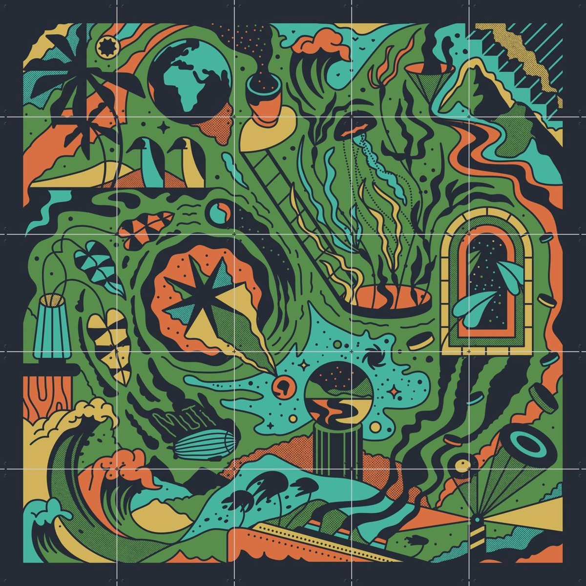 IXXI World's End, Studio Muti - 100 x 100 cm - Gratis ophangtool - Grote wanddecoratie en posters - Speels, Illustraties, Grafisch Ontwerp, Digitale
