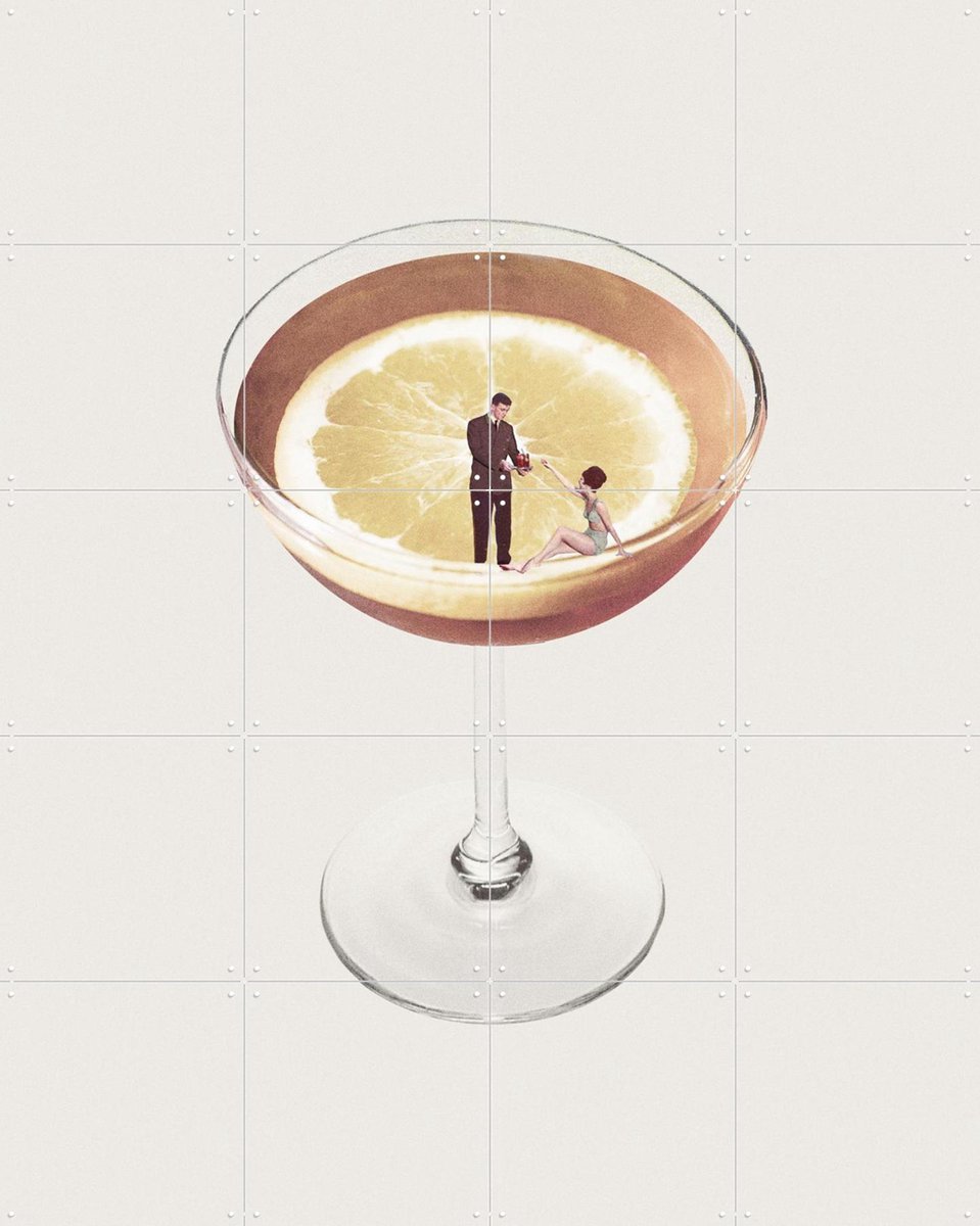 IXXI My Drink needs a Drink, Maarten Léon - 80 x 100 cm - Gratis ophangtool - Grote wanddecoratie en posters - Vintage, Illustraties, Surrealisme