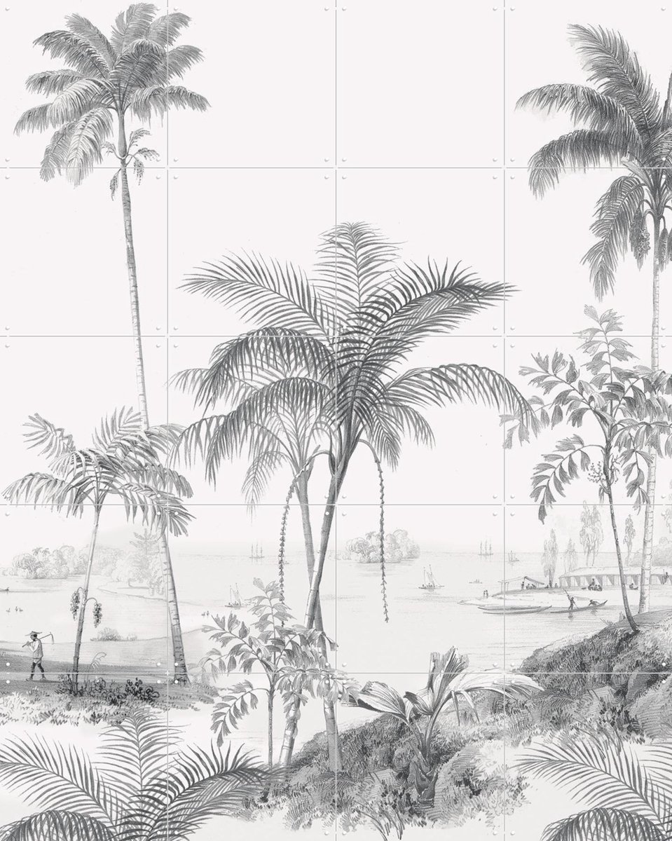 IXXI Exotic Palm, Creative Lab Amsterdam - 80 x 100 cm - Gratis ophangtool - Grote wanddecoratie en posters - Naturalisme, Illustraties, Woonkamer