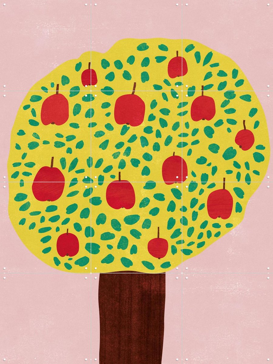 IXXI Apple Tree, Lotte Dirks - 60 x 80 cm - Gratis ophangtool - Grote wanddecoratie en posters - Grafisch Ontwerp, Speels, Kleurrijk, Illustraties