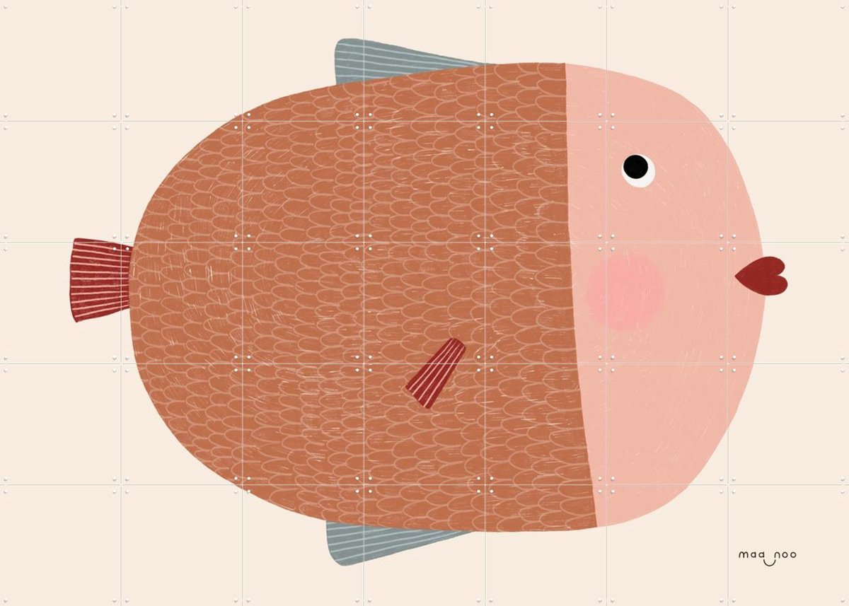 IXXI Blushing Fish, Maa-noo - 140 x 100 cm - Gratis ophangtool - Grote wanddecoratie en posters - Kleurrijk, Cartoonesk, Grafisch Ontwerp