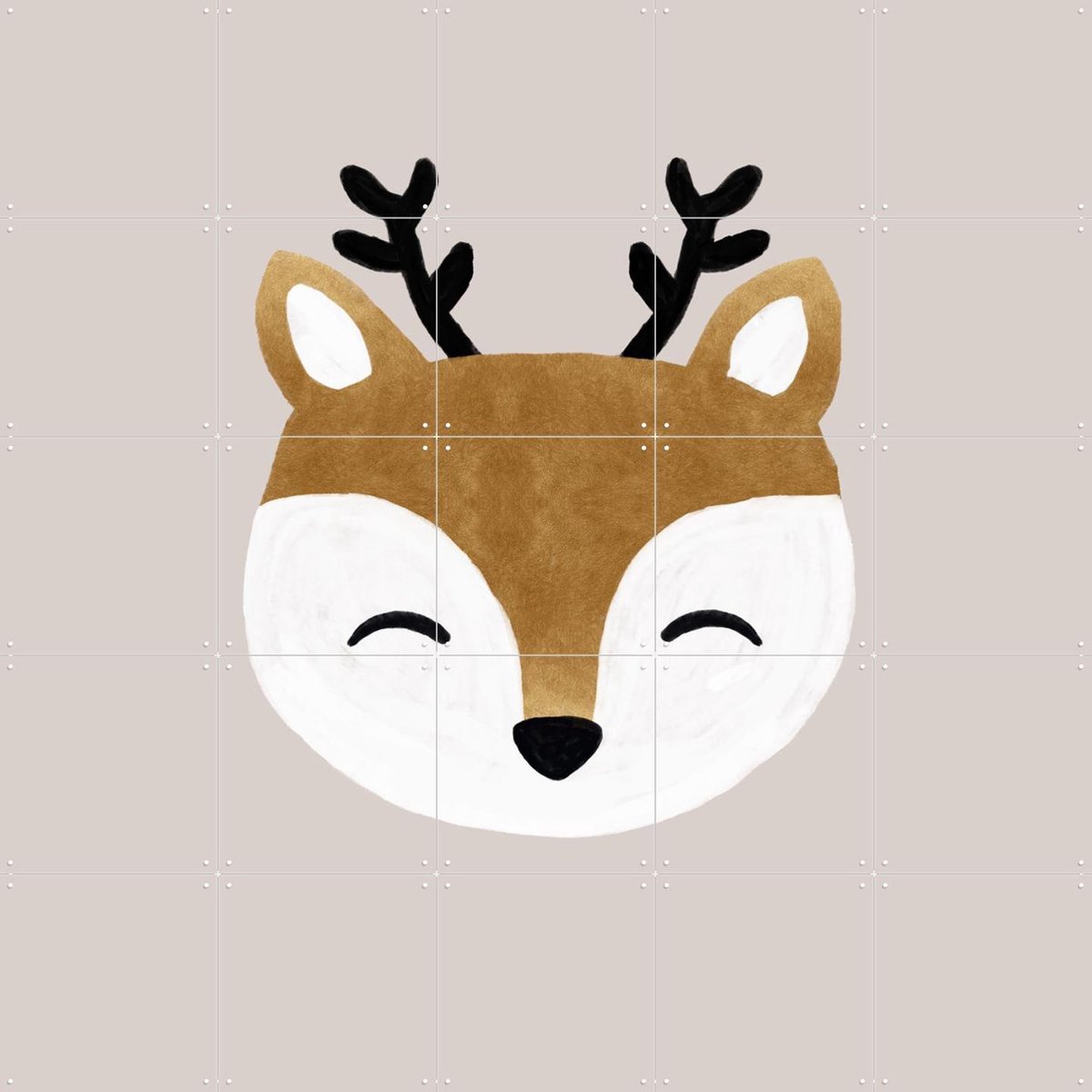 IXXI Xmas Deer, Orara Studio & Various - 100 x 100 cm - Gratis ophangtool - Grote wanddecoratie en posters - Illustraties, Speels, Cartoonesk,