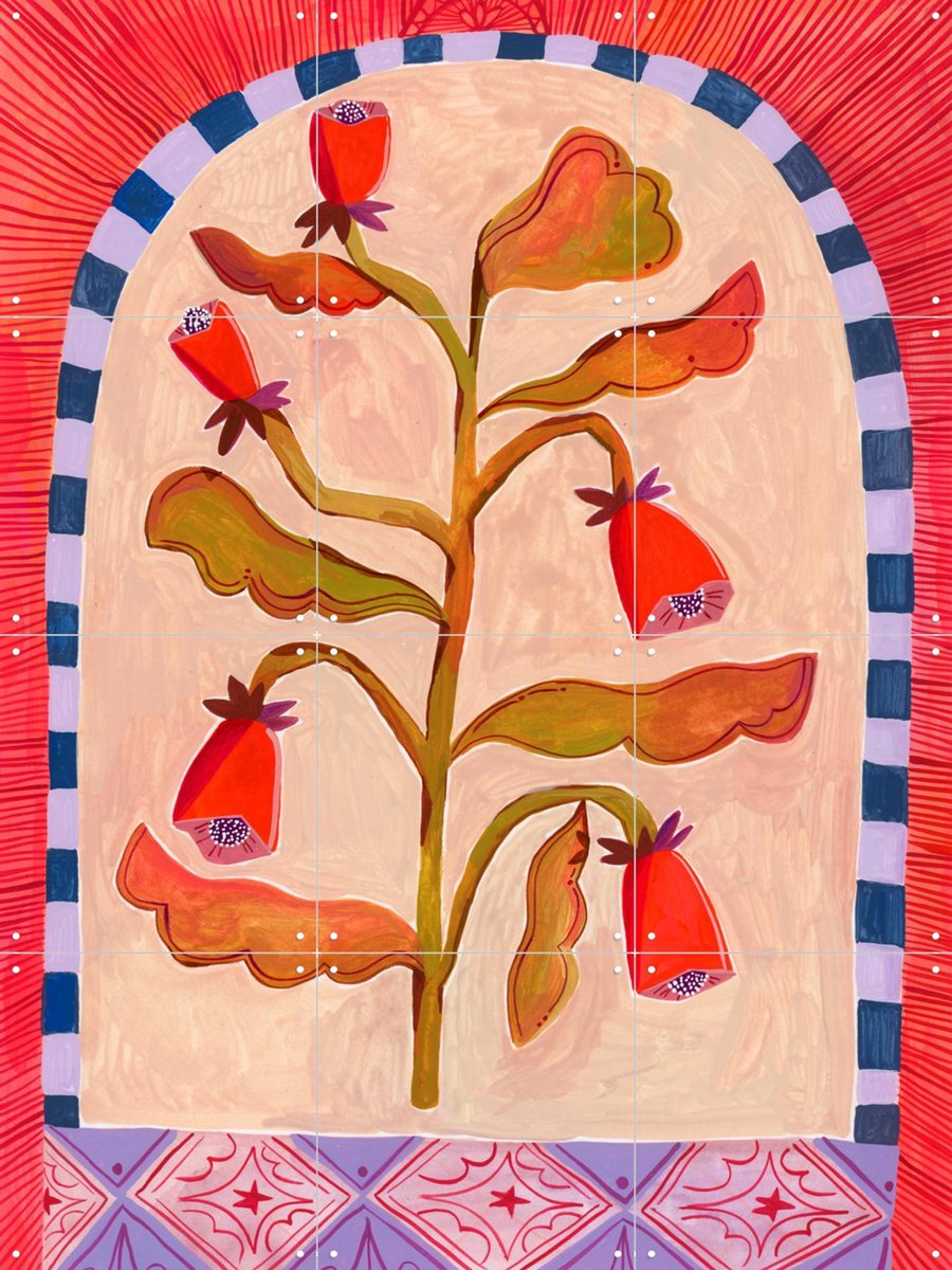 IXXI Bloem, Lena Addink - 60 x 80 cm - Gratis ophangtool - Grote wanddecoratie en posters - Decoratieve kunsten, Kleurrijk, Illustraties, Gemengde