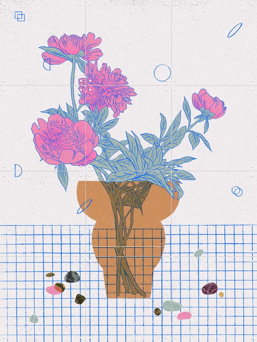 IXXI Peonies, Ada Jarzebowska & Various - 60 x 80 cm - Gratis ophangtool - Grote wanddecoratie en posters