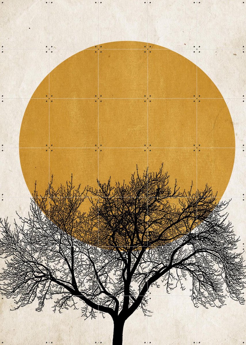 IXXI Wintermorgen, Kubistika - 100 x 140 cm - Gratis ophangtool - Grote wanddecoratie en posters - Minimalisme, Abstract, Geometrische Kunst