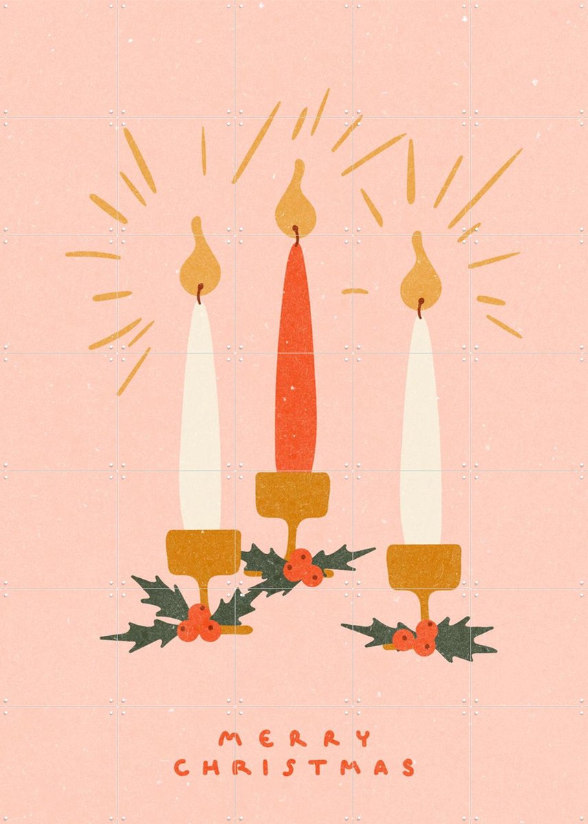 IXXI Christmas Candles, NKTN & Various - 100 x 140 cm - Gratis ophangtool - Grote wanddecoratie en posters - Illustraties, Speels, Woonkamer