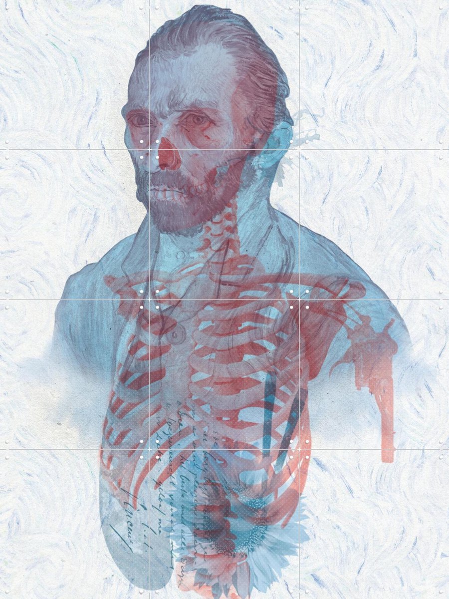 IXXI Skeleton Vincent, Bianca Lancee & Van Gogh 21st Century - 60 x 80 cm - Gratis ophangtool - Grote wanddecoratie en posters - Gemengde Technieken