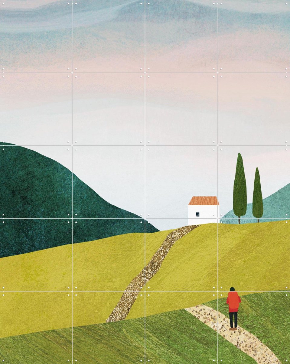 IXXI Walking Home, Henry Rivers - 80 x 100 cm - Gratis ophangtool - Grote wanddecoratie en posters - Kleurrijk, Minimalisme, Illustraties, Woonkamer