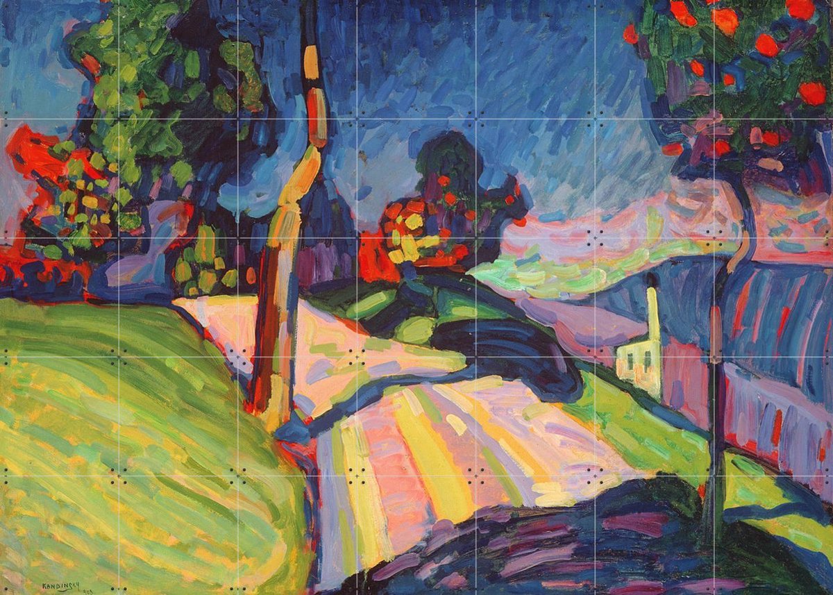 IXXI Autumn Landscape, Kandinsky & Bridgeman Images - 140 x 100 cm - Gratis ophangtool - Grote wanddecoratie en posters - Kleurrijk, Olieverf