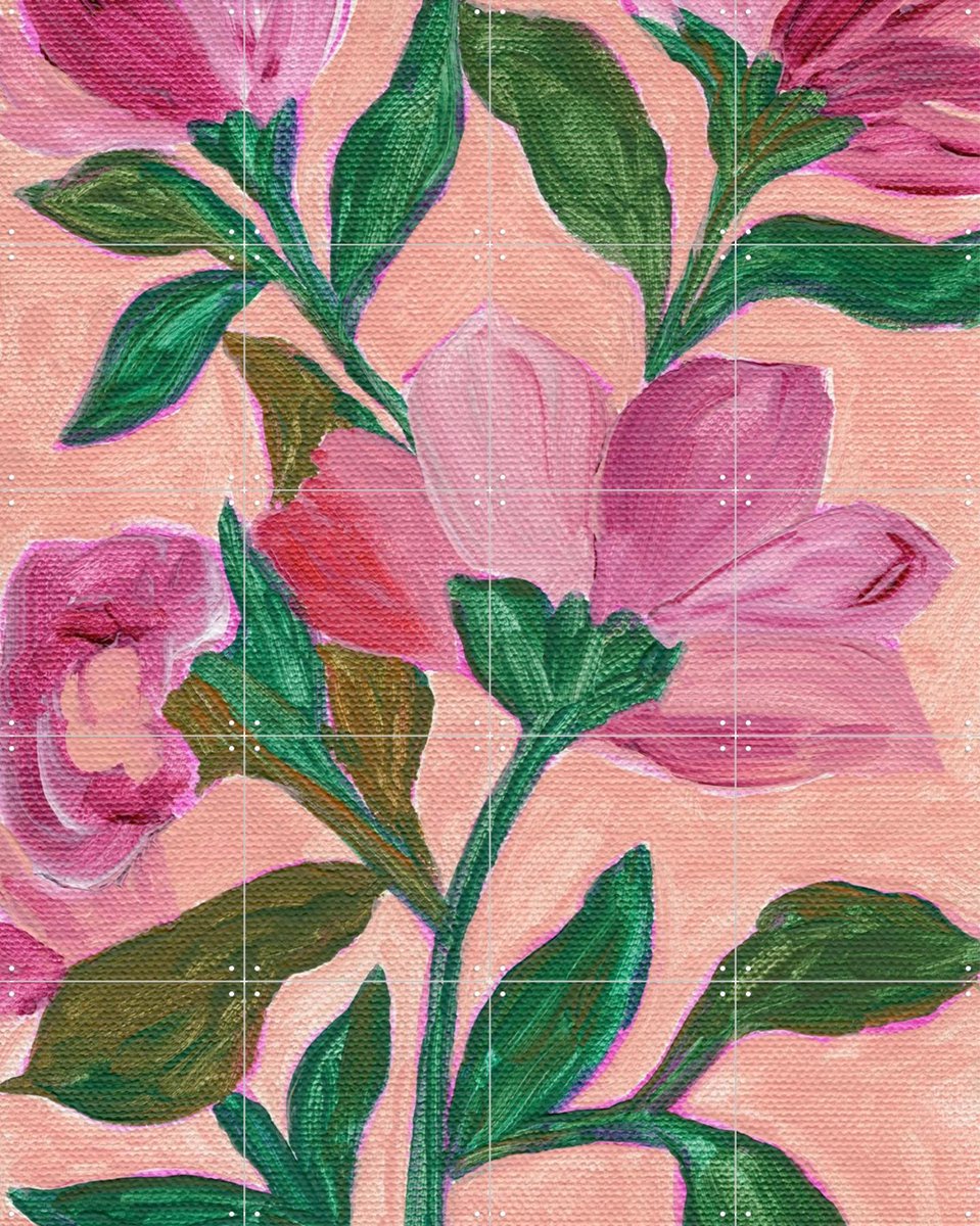 IXXI Pink Blossoms, Nikita Jariwala & Various - 80 x 100 cm - Gratis ophangtool - Grote wanddecoratie en posters - Impressionisme, Olieverf