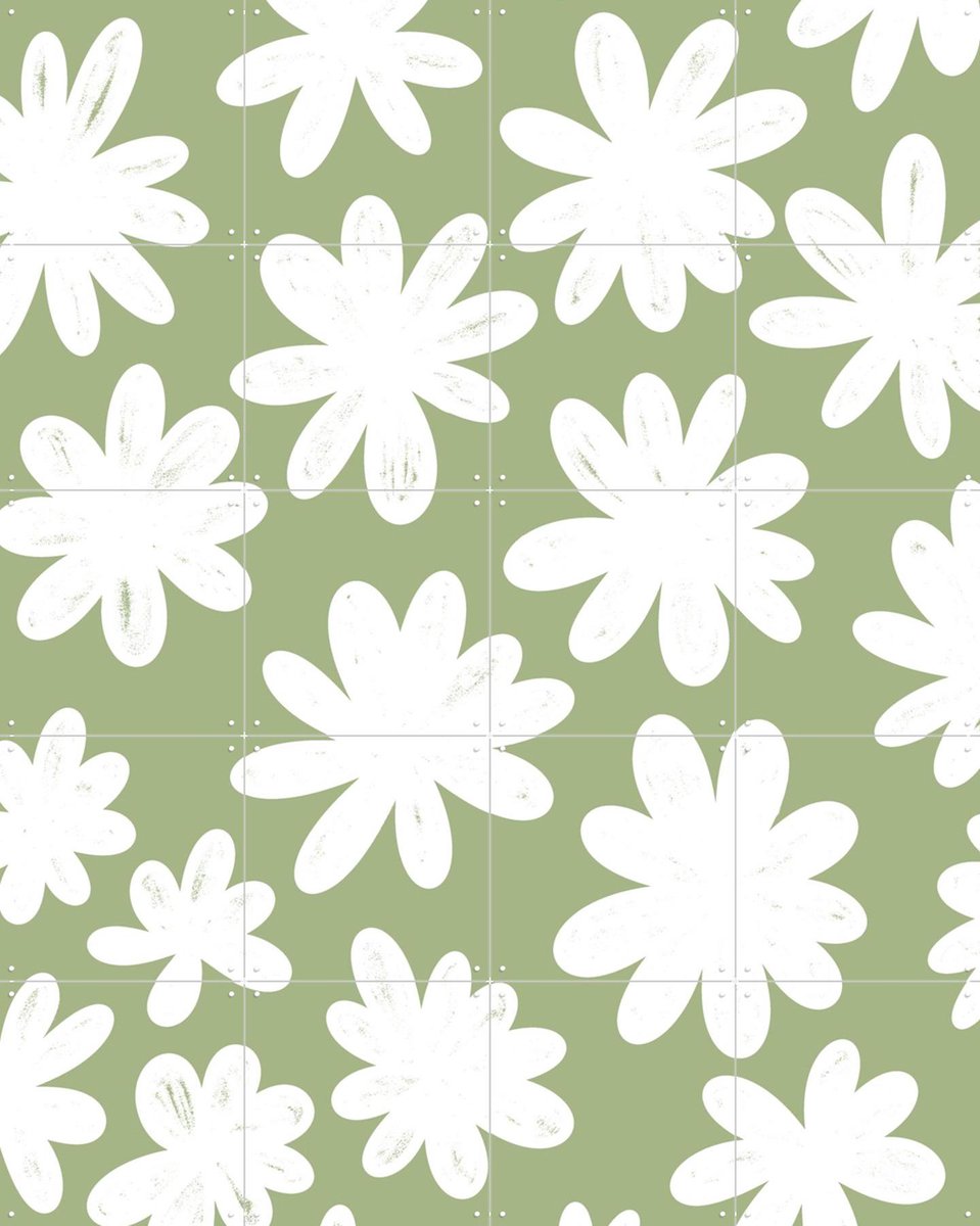 IXXI Marguerites on Green, BAINAI - 80 x 100 cm - Gratis ophangtool - Grote wanddecoratie en posters Kinderkamer, Bloemen, Kinderen