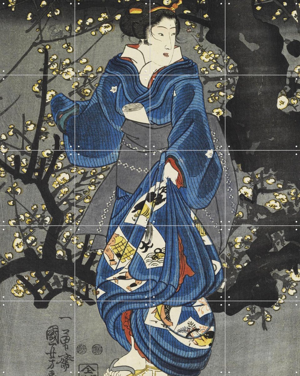 IXXI Plum blossoms at night, Utagawa Kuniyoshi & Victoria and Albert Museum - 80 x 100 cm - Gratis ophangtool - Grote wanddecoratie en posters -