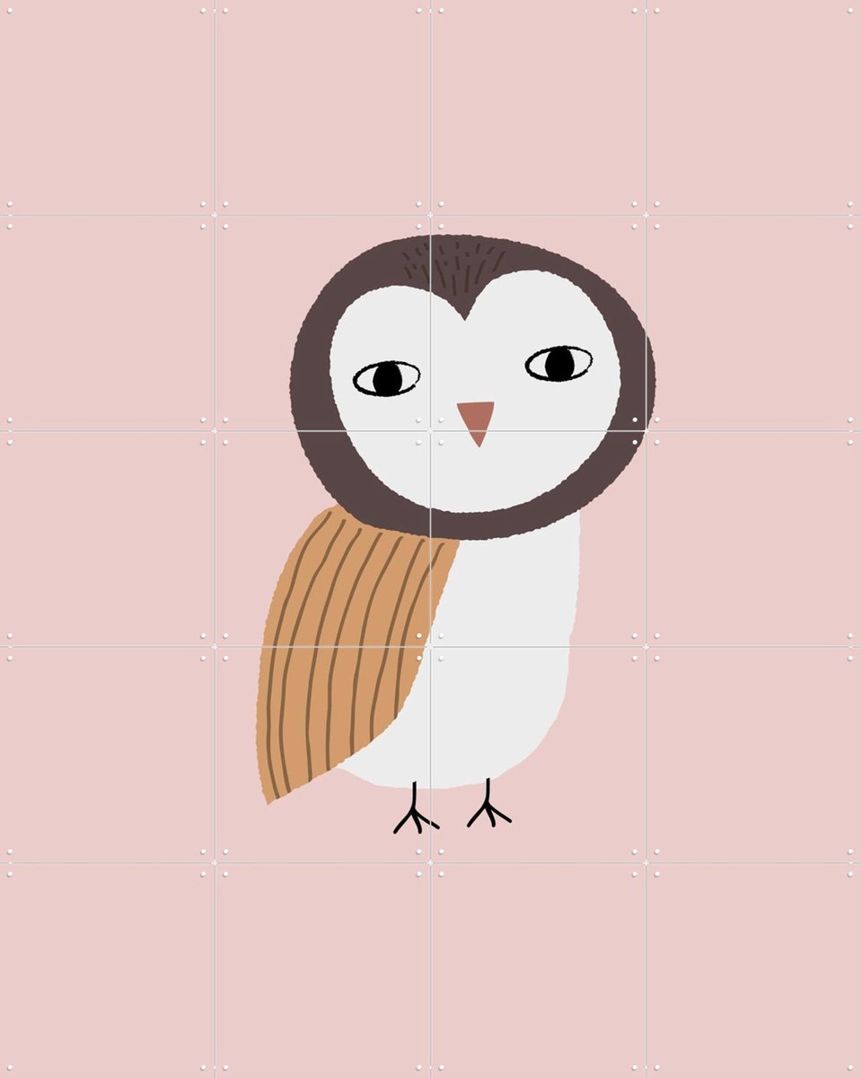 IXXI Owl Rose, Little Otja - 80 x 100 cm - Gratis ophangtool - Grote wanddecoratie en posters - Cartoonesk, Fantasierijk, Illustraties, Grafisch