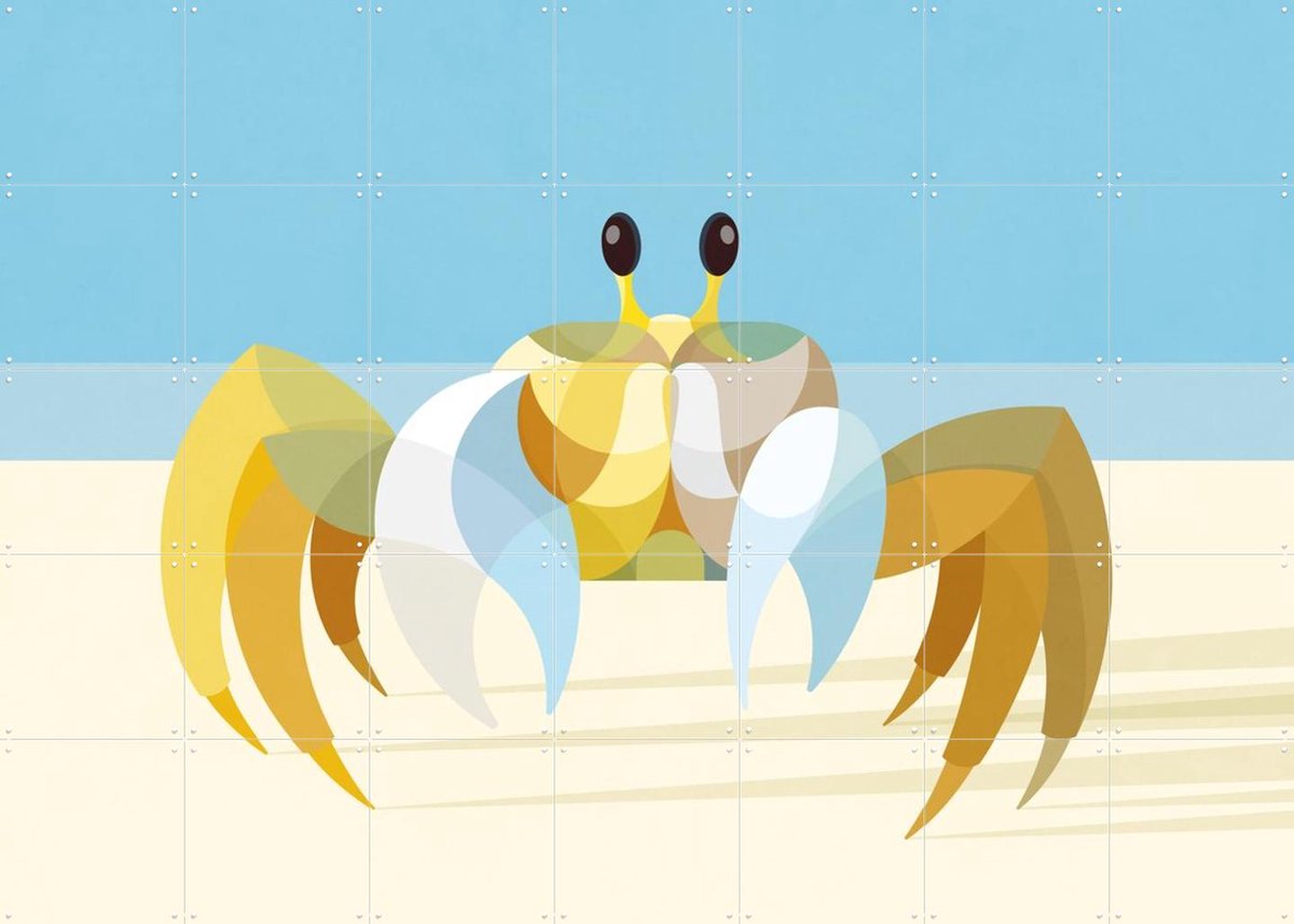 IXXI Spookkrab, Elke Uijtewaal - 140 x 100 cm - Gratis ophangtool - Grote wanddecoratie en posters - Geometrische Kunst, Grafisch Ontwerp, Digitale