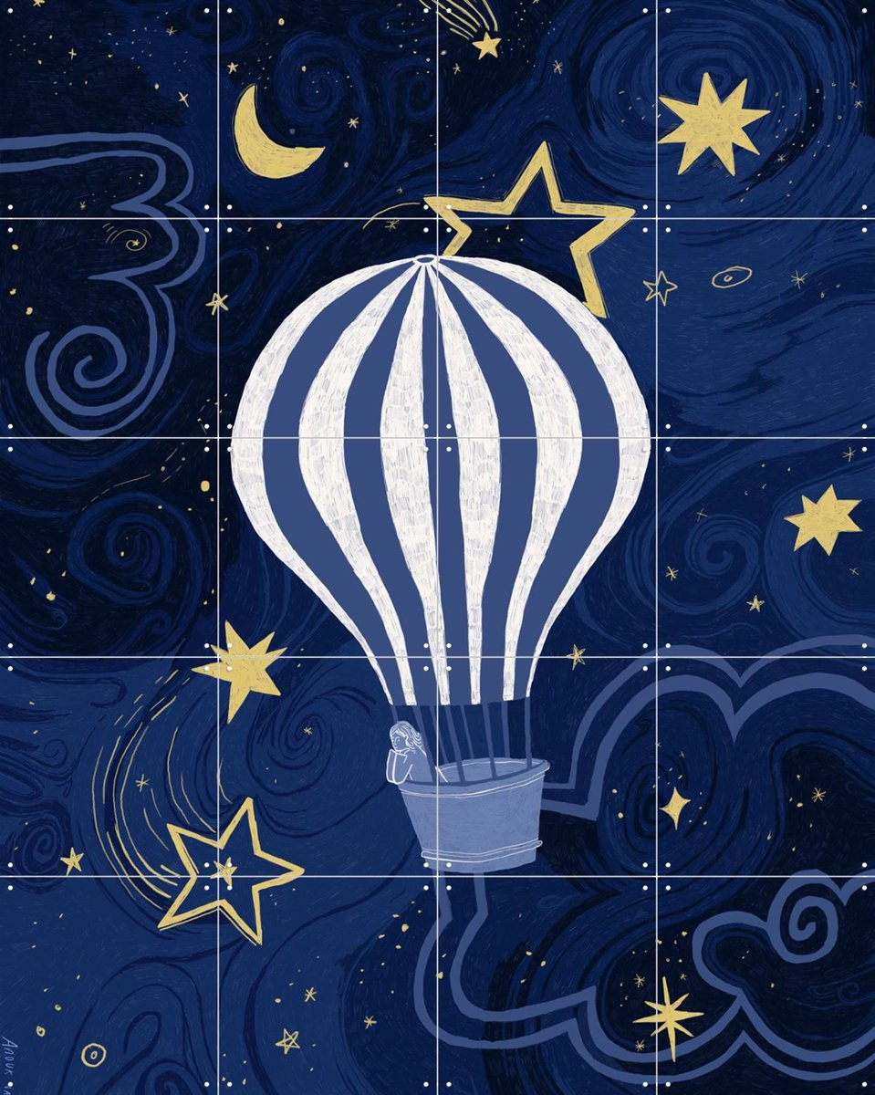 IXXI Milky Way, Anouk van Cleef - 80 x 100 cm - Gratis ophangtool - Grote wanddecoratie en posters - Speels, Illustraties, Woonkamer, Kinderkamer