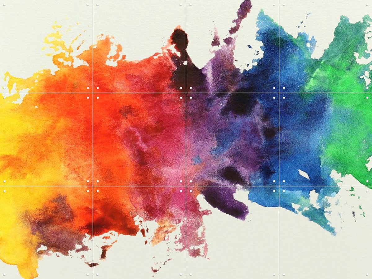 IXXI Paint splatters, Natalie Bruns - 80 x 60 cm - Gratis ophangtool - Grote wanddecoratie en posters - Abstract, Aquarel, Illustraties, Kleurrijk
