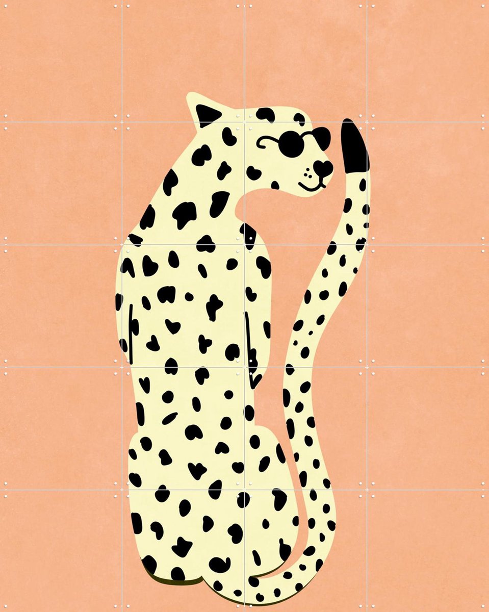 IXXI Cool Wildcat, Raissa Oltmanns - 80 x 100 cm - Gratis ophangtool - Grote wanddecoratie en posters - Grafisch Ontwerp, Cartoonesk, Speels