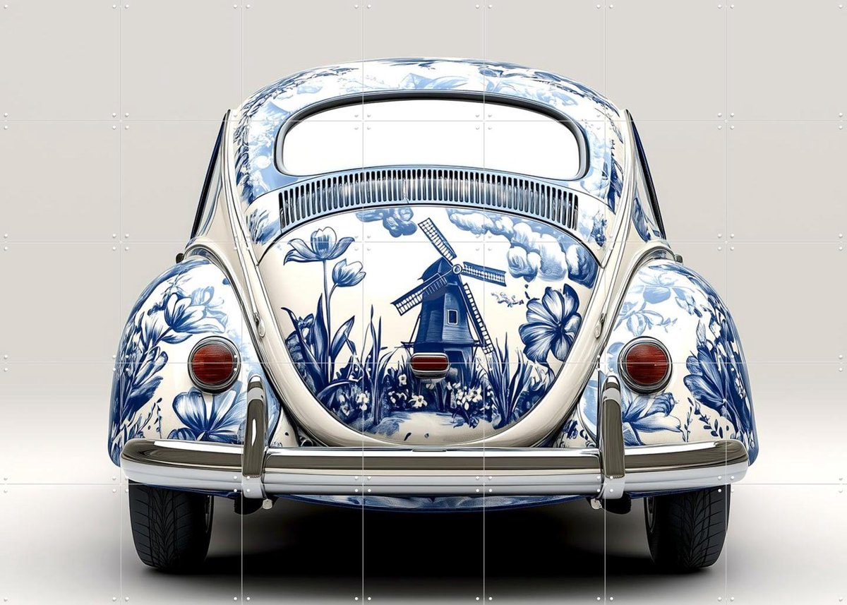 IXXI Delfts Blauwe Kever, Margriet Hulsker - 140 x 100 cm - Gratis ophangtool - Grote wanddecoratie en posters - Grafisch Ontwerp, Vintage