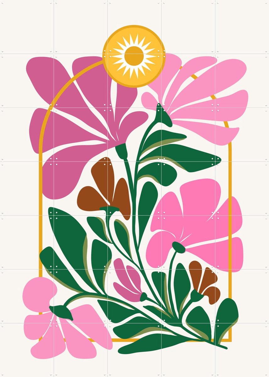 IXXI Jardin Du Soleil, Kristian Gallagher & Various - 100 x 140 cm - Gratis ophangtool - Grote wanddecoratie en posters - Speels, Illustraties