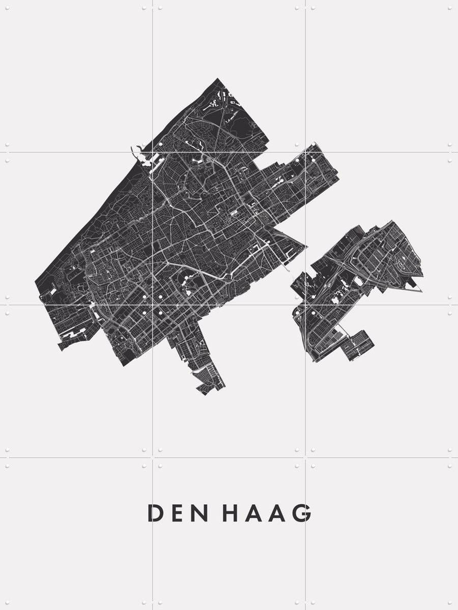 IXXI Den Haag City Map, Kunst in Kaart - 60 x 80 cm - Gratis ophangtool - Grote wanddecoratie en posters - Minimalisme, Grafisch Ontwerp, Technische